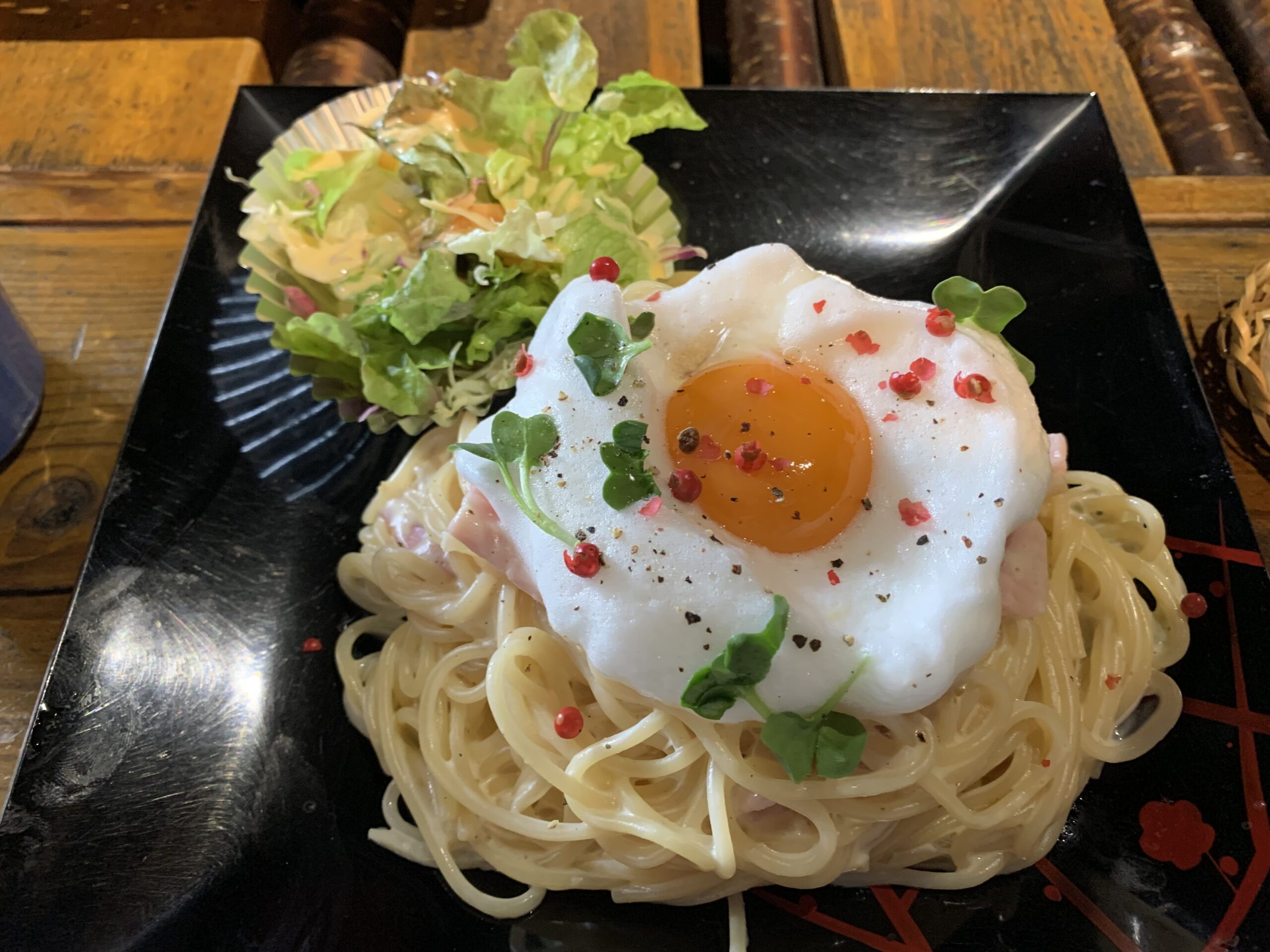 福島県会津若松市にあるカフェで頂く幸福を呼ぶカルボナーラ