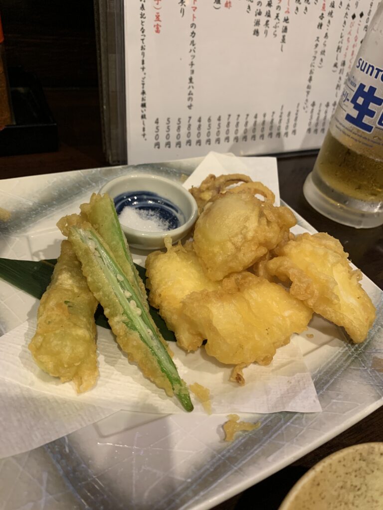 山陰旬華 新鮮組のイカとオクラの天ぷら